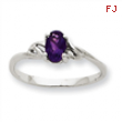 10k White Gold Polished Geniune Amethyst Birthstone Ring