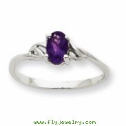 10k White Gold Polished Geniune Amethyst Birthstone Ring