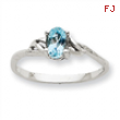 10k White Gold Polished Geniune Aquamarine Birthstone Ring