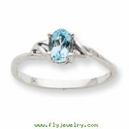 10k White Gold Polished Geniune Aquamarine Birthstone Ring