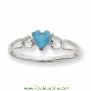 10k White Gold Polished Geniune Aquamarine Birthstone Ring