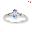 10k White Gold Polished Geniune Aquamarine Birthstone Ring