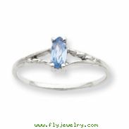 10k White Gold Polished Geniune Aquamarine Birthstone Ring