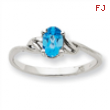 10k White Gold Polished Geniune Blue Topaz Birthstone Ring