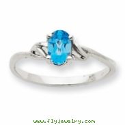 10k White Gold Polished Geniune Blue Topaz Birthstone Ring