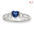 10k White Gold Polished Geniune Blue Topaz Birthstone Ring