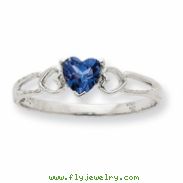 10k White Gold Polished Geniune Blue Topaz Birthstone Ring