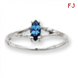 10k White Gold Polished Geniune Blue Topaz Birthstone Ring