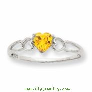 10k White Gold Polished Geniune Citrine Birthstone Ring