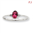 10k White Gold Polished Geniune Dia/Pink Tourmaline Birthstone Ring