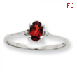 10k White Gold Polished Geniune Diamond & Garnet Birthstone Ring