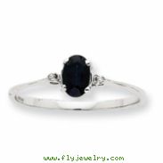 10k White Gold Polished Geniune Diamond & Sapphire Birthstone Ring