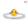 10k White Gold Polished Geniune Diamond/Citrine Birthstone Ring