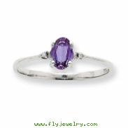 10k White Gold Polished Geniune Diamond/Rhodolite Garnet Birthstone Ring