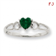 10k White Gold Polished Geniune Emerald Birthstone Ring