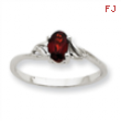 10k White Gold Polished Geniune Garnet Birthstone Ring