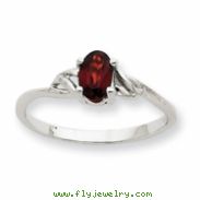 10k White Gold Polished Geniune Garnet Birthstone Ring