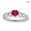 10k White Gold Polished Geniune Garnet Birthstone Ring