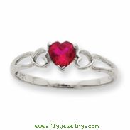 10k White Gold Polished Geniune Garnet Birthstone Ring