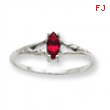 10k White Gold Polished Geniune Garnet Birthstone Ring