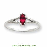 10k White Gold Polished Geniune Garnet Birthstone Ring