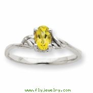 10k White Gold Polished Geniune Peridot Birthstone Ring