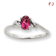 10k White Gold Polished Geniune Pink Tourmaline Birthstone Ring