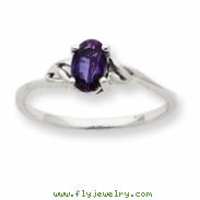 10k White Gold Polished Geniune Rhodolite Garnet Birthstone Ring