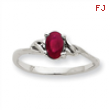 10k White Gold Polished Geniune Ruby Birthstone Ring