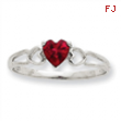 10k White Gold Polished Geniune Ruby Birthstone Ring