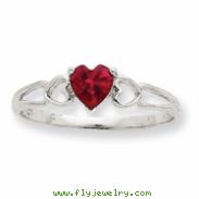 10k White Gold Polished Geniune Ruby Birthstone Ring