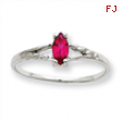 10k White Gold Polished Geniune Ruby Birthstone Ring