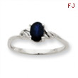 10k White Gold Polished Geniune Sapphire Birthstone Ring