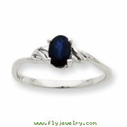 10k White Gold Polished Geniune Sapphire Birthstone Ring