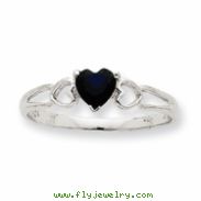 10k White Gold Polished Geniune Sapphire Birthstone Ring