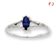 10k White Gold Polished Geniune Sapphire Birthstone Ring