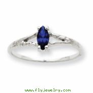 10k White Gold Polished Geniune Sapphire Birthstone Ring