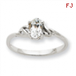 10k White Gold Polished Geniune White Topaz Birthstone Ring