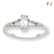 10k White Gold Polished Geniune White Topaz Birthstone Ring