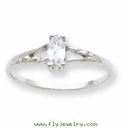 10k White Gold Polished Geniune White Topaz Birthstone Ring