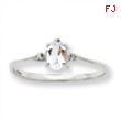 10k White Gold Polished GeniuneDiamond/White Topaz Birthstone Ring