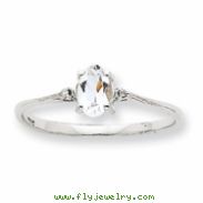 10k White Gold Polished GeniuneDiamond/White Topaz Birthstone Ring