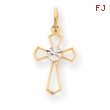 10k Yellow & Rhodium Cross Charm