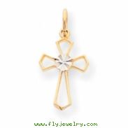 10k Yellow & Rhodium Cross Charm