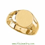 10K Yellow Gold Gents Signet Ring With Brush Finished Top