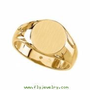 10K Yellow Gold Gents Signet Ring With Brush Finished Top