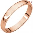 10kt Rose 03.00 mm Light Half Round Band