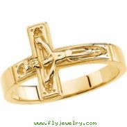 10kt Yellow SIZE 08.00/GENTS Polished CRUCIFIX CHASTITY RING W/BOX