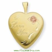 1/20 Gold Filled 16mm Enameled Flower I Love You Heart Locket chain