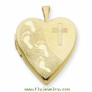 1/20 Gold Filled 20mm Cross & Footprint Heart Locket chain